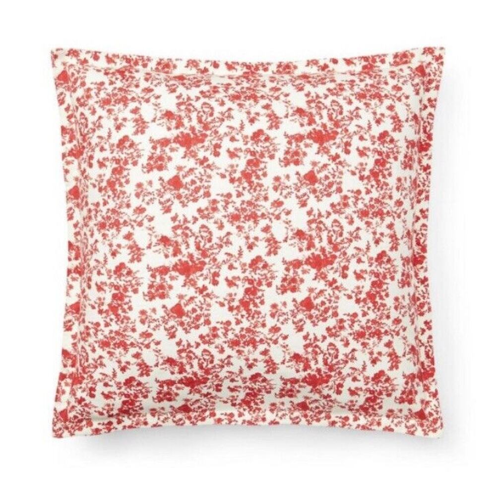 Ralph Lauren Rhyne FLANNEL Floral Euro Pillow Sham RED 26” X 26” $135